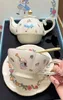 Prodotto Set di piatti per tazza da caffè in ceramica con coniglio carino per mamma e bambino, set da tè, pittura in oro premium, artigianale 240325