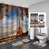 Duş Perdeleri Paris Eyfel Kulesi Ünlü Mimari Perde Seti Lüks Boyama Tasarım Banyosu