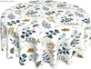 Tala de mesa azul cinza folhas florais de toalha de mesa redonda de 60 polegadas Spring Summer Summer Rous