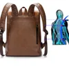 fi Retro Men's Backpack Large-capacity School Bag Design de luxo Laptop Backpack Men High Quality PU Leather Travel Backpack S8sT #
