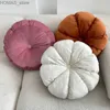 Kudde/dekorativ kudde 45/40 cm Rund väska Tatami Mat Pumpkin Velvet Pleated Floor Soft Seat Cushion Throwing Toys Living Room SOFA SOFA DECORATION Y240401