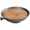 TEA TRAYS JAPANSKA RATTAN POT TRAY CERAMIM BAMBUMAT UTSIKTER