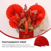 Decorative Figurines 6 Pcs Folding Fan Adornment Letter Foldable Red Cardboard Chinese Style Creative