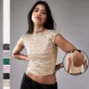 Nowy produkt z koralikami seksowna koszulka z krótkim rękawem z odsłoniętą talią i cekiną bez pleców Slim Fit, pikantna dziewczyna, sens designu dla kobiet