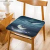 Cushion/Decorative Pillow Blue Watercolor Marine Animals Four Seasons Seat Cushion Office Dining Stool Pad Sponge Sofa Mat Non-Slip Sofa Decor Tatami Y240401