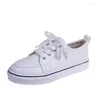 Casual Shoes 2024 Spring And Autumn Korean Round Toe Sneakers Large Size Women's Single Flat Lace-up Trend