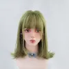 Wigs Aosiwig Synthetic Short Bob Straight Girl Wig Green Cosplay Lolita Natural Hair Costume Anime Wigs With Bangs For Women Female