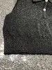 Suéter de Bordado de letras de Color sólido con solapa para mujer, Tops tejidos de verano para mujer, camiseta sin mangas informal 2024
