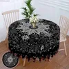 Table Cloth 63 inch Mandala Circular Tablecloth Waterproof Plain Terrace Dining Table Cover With Retro Pattern Tapestry Curtain Head Cover Y240401