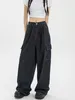 Dżinsowe dżinsy Cirhyy Worbgy Women Cargo Demin Pants Blue Streetwear Pełna długość Hip Hop Oversize szeroka noga Vintage Luźne spodnie