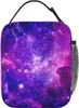 purple Galaxy Print Lunch Box Reusable Portable Insulated Lunch Bag Bento Tote Cooler Bag for Office Work School Picnic Travel a0Fa#