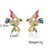 Stud Earrings Mafisar Gold Color Colorful Zircon Cute Bird For Women Fashion Luxury Geometric Jewelry Valentine'S Day Gifts