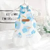 Dog Apparel Summer Skirt Thin Breathable Cat Cute Lovely Cotton Dress Printed With Romantic Flower Princess Small Pet