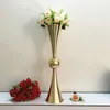 Candle Holders European Gold Flower Vase Stand Metal Holder Wedding Decoration Table Centerpiece Party Event Road Lead 10pcs/lot