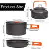 Set di pentole Kit da campeggio Set da cucina in alluminio per esterni Bollitore per acqua Pentola Viaggiare Escursionismo Picnic BBQ Stoviglie Attrezzatura Cocina