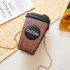 Shoulder Bags Personalized Coffee Chain Handbags Fashion Cute Funny Crossbody For Women 2024 PU Printed Zipper Mobile Phone Bag