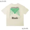 Homens camisetas Homens Mulheres Vintage Tecido Pesado Rhude Box Perspectiva Tee Ligeiramente Solto Tops Multicolor Logo Agradável Lavado 5953