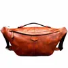 Sac à bandoulière en cuir de cognac distré à la main pour hommes Sac à bandoulière pour hommes Moto Biker Voyage Poitrine Fanny Pack a8IE #