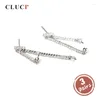 Stud Earrings CLUCI 3 Pair Wholesale 925 Sterling Silver Straight Women Pearl Earring Mounting For SE048SB