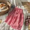 Pantalons filles Plaid pantalons à jambes larges été mince fleur taille robe culottes