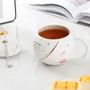 Mokken 400ml Creatieve Relief Cartoon Keramische Cup Serie Planeet Mok Met Deksel Lepel Cadeau Leuke Koffie En Kopjes Set