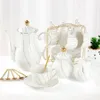 22 Pieces 6 Piece White Porcelain Tea Set With Gold Trim Luxury English Party with Stand Coffeeware Teaware Tools Bar 240328