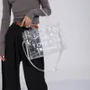 Frauen Reisen Tasche Tasche Brief transparente Taschen Top-Griffe PVC Casual Jelly Tasche klare Sommer Süßigkeiten Farbfeiertags-Strandtaschen u1xi#