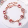 Bracelets à maillons Rose, Bracelet de perles à grand trou pour femmes en cadeau