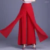 Damesbroek Dames zomer chiffon lange broek Vrouw streetwear losse effen kleur rok Dames hoge elastische taille Wijde pijpen E121