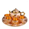 Teaware Sets 6pcs Embossed Tea Set Gold Teapot Exquisite Gift Creative Dragon Metal Drinking Small Home Furnishings