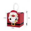 Presentförpackning 8st jul fyrkantig papperslåda Santa Claus Snowman Elk Candy Year Holiday Party Favor Portable Packaging