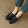 Casual Shoes Women Simple Sheepskin Spring Loafers Real Leather SquareToe Woman Quality Slip-On Vintage Dress Work