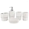 Bath Accessory Set Five Piece Ceramic Toiletries For El Bathrooms Press Type Lotion Bottle Mouthwash Cup Imitation Marble Pattern Wash