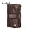 Contact's Greil Leather Men Wallet Casual Bifold RFID Hasp Zipper Coin Pocket Male Small Purse Carte Holder Mey Sac portefeuille R0XE #