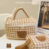 1 ~ 10pcs Hylhexyr Cute Bear Makeup Bag Grande Capacidade Portátil Sacos Cosméticos Zipper Pure Cott Plaid Brushes Case Bolsa Para t7l8 #