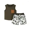 Clothing Sets Baby Boys Summer Shorts Sleeveless Tank Tops And Tropical Tree Print