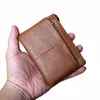 nzpj Men's Leather Zipper Coin Wallet First Layer Cowhide Mini Short Wallet Handbag Change Wallet 21Su#