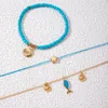 Bracelets de cheville bohème, ensembles de bijoux pour femmes, coquillage, petits poissons, chaîne de pied faite à la main, accessoires de sandales