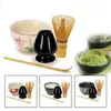 Teaware set 4st/set Tea Matcha Ceramic Ceremony Green Bowl Bamboo Scoop Chasen Holder Whisk Tool Set