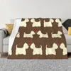 Cobertores Adorável Westie West Highland Terrier Cobertor Flanela Impresso Cão Respirável Super Soft Lance para Cama Sofá Colchas