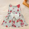 Vêtements pour chiens Robe pour animaux de compagnie avec ruban d'impression de fruits Bowknot pour petits chiens moyens chats tenue d'été chiot pastèque