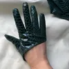 Ladies Patent Leather Gloves Half Palm Sheepskin Gloves ColorFashion Stage Gloves Women's Motorcycle Gloves Suede Gloves