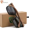 Hu Wood Square Men Lemssunglasses Polarized Sun Glasses Blue Lenses木製の脚シェードUV400 GR8052 240321