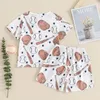 Kläderuppsättningar Kmbangi Toddler Baby Boy Summer Outfits Baseball Print Kort ärm Crew Neck Sweatshirt Elastiska midjeshorts 2m