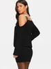 Casual jurken dames off-shoulder mini-jurk lange mouw patchwork pailletten bling bodycon cocktailparty voor clubavonduitjes