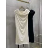 2024 Women's Clothing Double pleated sleeveless knit dress Spring Summer New 330