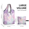 Fantasy Clouds Mo Stars Sacs d'épicerie réutilisables pour magasin Pliable Capacité de poids de 50 lb Sac fourre-tout avec pochette écologique Wable F0Rf #