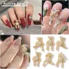 Décorations 10pcs Luxury Gol Silvery Bear Alliage Zircon Nail Art Crystals Nail Jewelry RHINESTON Nails Accessoires Fournitures Décorations