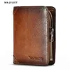 Mr.Juliet Nieuwe Men's Real Leather Short Vertical Anti-diefstal Kaarthouder Multifunctionele portemonnee A6J3#