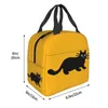 Carto Black Cat Lunch Bag Mulheres Reutilizável Cooler Lancheira Isolada Térmica para Escola Multifuncti Food Bento Box W5at #